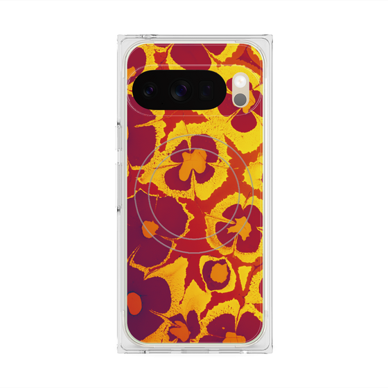 Premium Square Case with Pixelsnap［ y2k(Year2000) - Flower - Orange purple ］