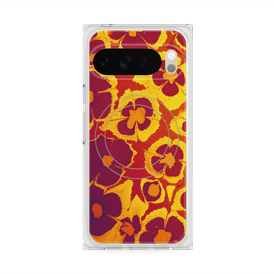 Premium Square Case with Pixelsnap［ y2k(Year2000) - Flower - Orange purple ］