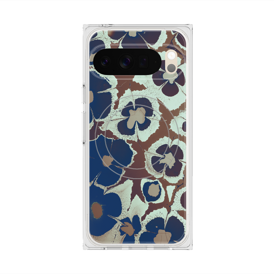 Premium Square Case with Pixelsnap［ y2k(Year2000) - Flower - Brown Navy ］
