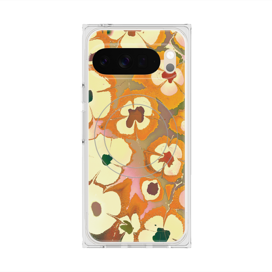 Premium Square Case with Pixelsnap［ y2k(Year2000) - Flower - Orange Pink ］