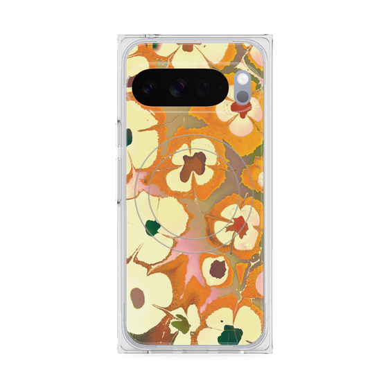 Premium Square Case with Pixelsnap［ y2k(Year2000) - Flower - Orange Pink ］