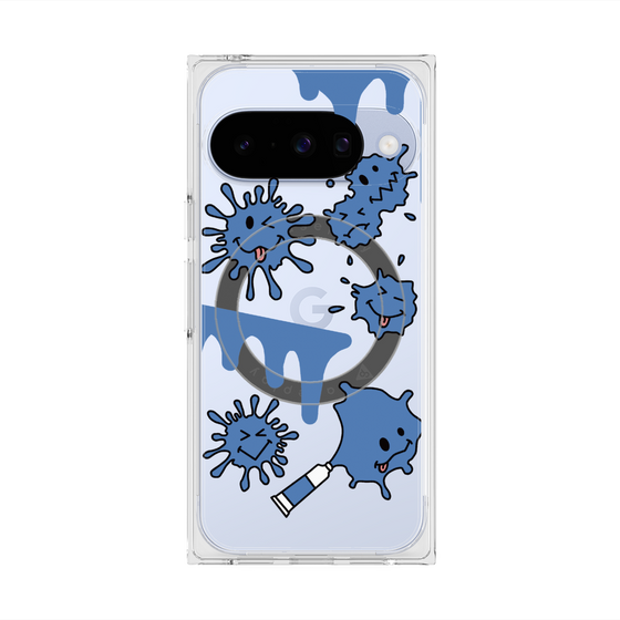 Premium Square Case with Pixelsnap［ PAINTING SMILE Blue ］