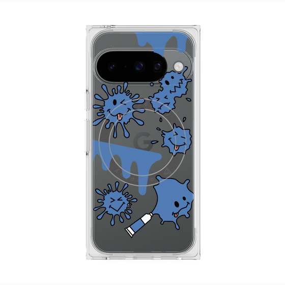 Premium Square Case with Pixelsnap［ PAINTING SMILE Blue ］