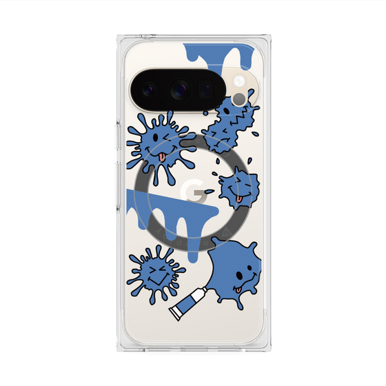 Premium Square Case with Pixelsnap［ PAINTING SMILE Blue ］