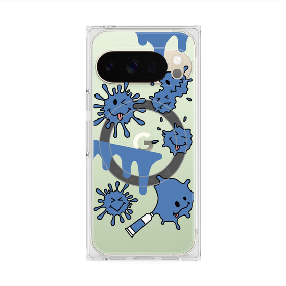 Premium Square Case with Pixelsnap［ PAINTING SMILE Blue ］