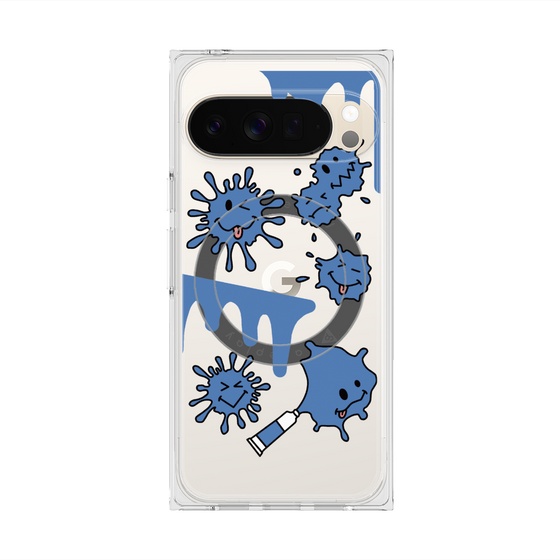 Premium Square Case with Pixelsnap［ PAINTING SMILE Blue ］