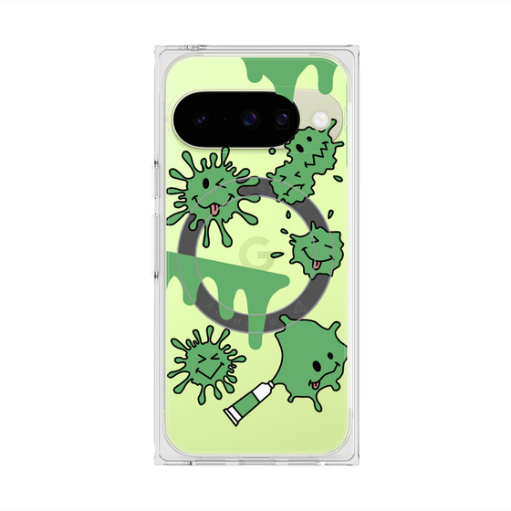 Premium Square Case with Pixelsnap［ PAINTING SMILE Green ］