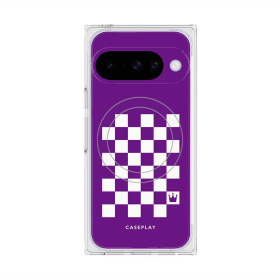 Premium Square Case with Pixelsnap［ Racing Checkered Flag Purple ］
