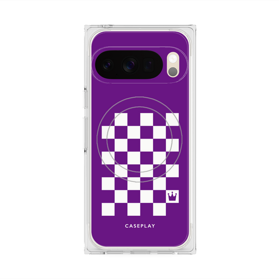 Premium Square Case with Pixelsnap［ Racing Checkered Flag Purple ］