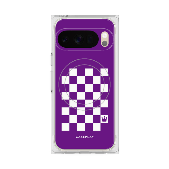 Premium Square Case with Pixelsnap［ Racing Checkered Flag Purple ］