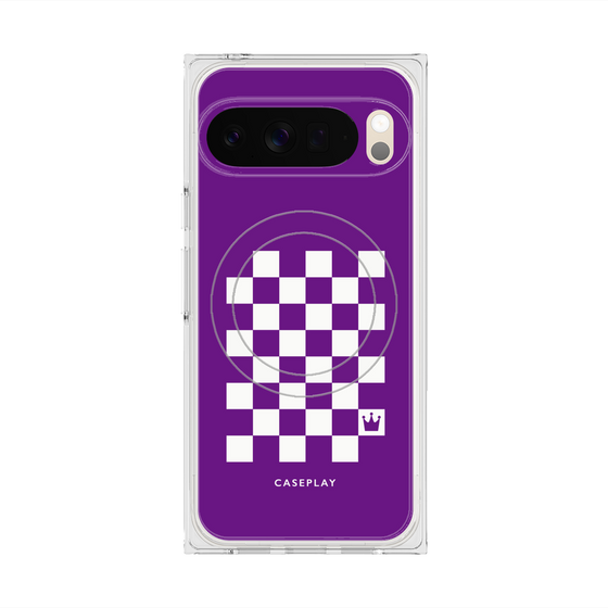 Premium Square Case with Pixelsnap［ Racing Checkered Flag Purple ］