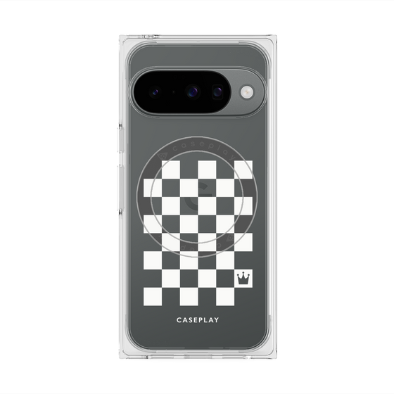 Premium Square Case with Pixelsnap［ Racing Checkered Flag White ］