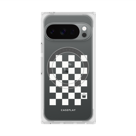 Premium Square Case with Pixelsnap［ Racing Checkered Flag White ］
