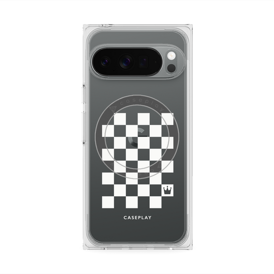 Premium Square Case with Pixelsnap［ Racing Checkered Flag White ］