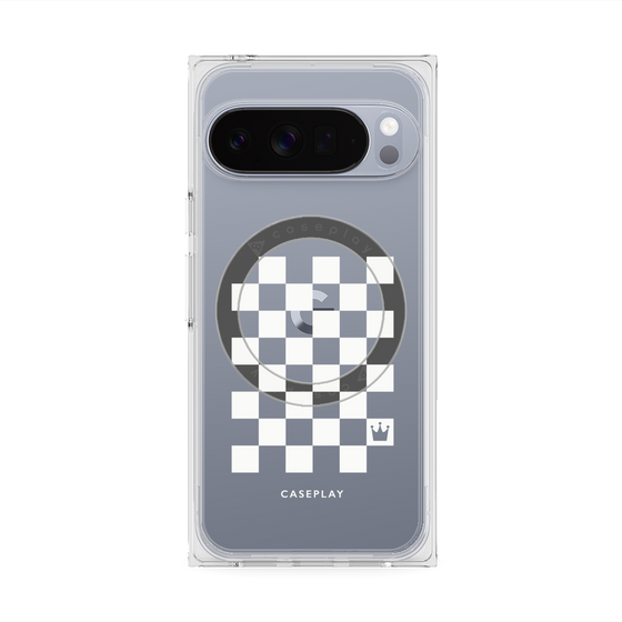 Premium Square Case with Pixelsnap［ Racing Checkered Flag White ］