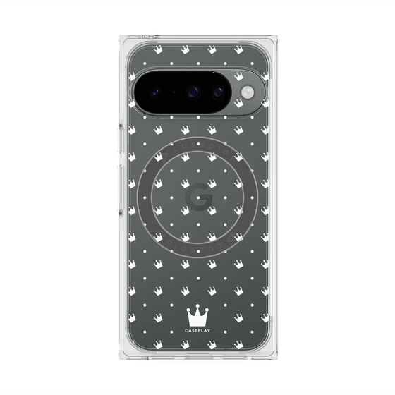 Premium Square Case with Pixelsnap［ CASEPLAY Crown Dots White ］