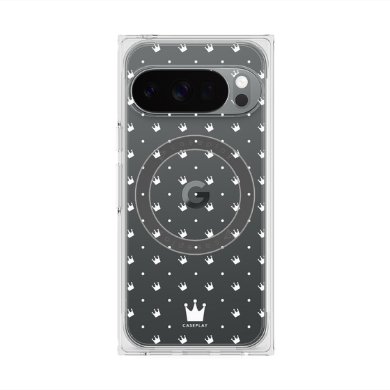 Premium Square Case with Pixelsnap［ CASEPLAY Crown Dots White ］