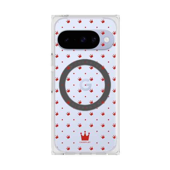 Premium Square Case with Pixelsnap［ CASEPLAY Crown Dots Red ］