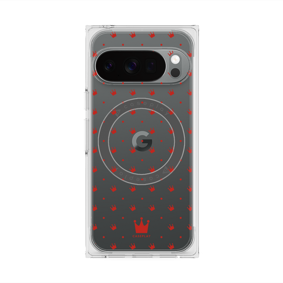 Premium Square Case with Pixelsnap［ CASEPLAY Crown Dots Red ］