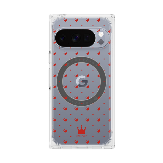 Premium Square Case with Pixelsnap［ CASEPLAY Crown Dots Red ］