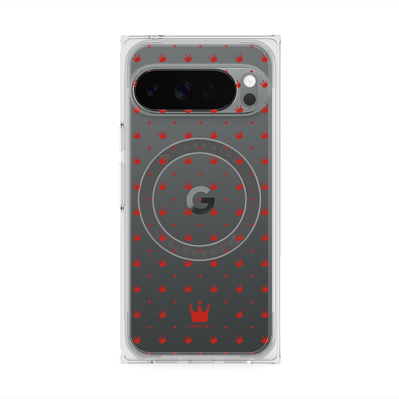 Premium Square Case with Pixelsnap［ CASEPLAY Crown Dots Red ］
