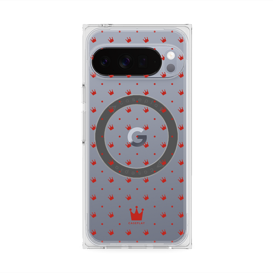Premium Square Case with Pixelsnap［ CASEPLAY Crown Dots Red ］
