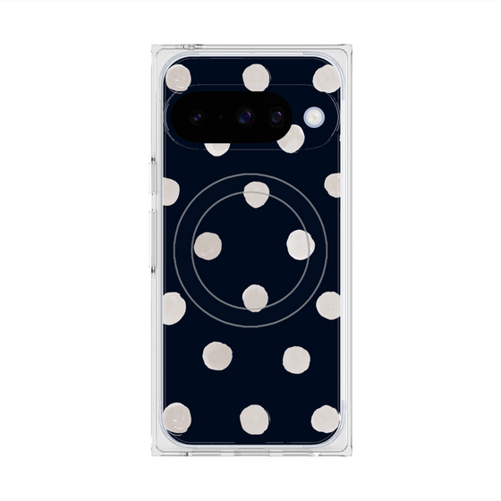Premium Square Case with Pixelsnap［ Watercolor Dots Retro Color - Navy ］