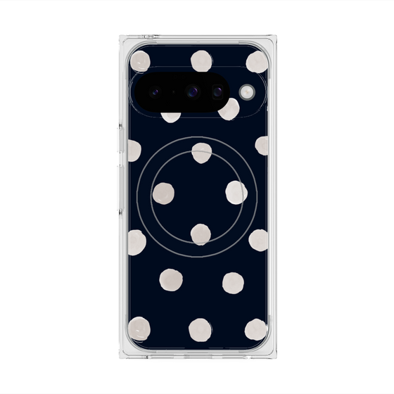 Premium Square Case with Pixelsnap［ Watercolor Dots Retro Color - Navy ］