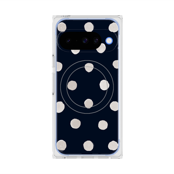 Premium Square Case with Pixelsnap［ Watercolor Dots Retro Color - Navy ］
