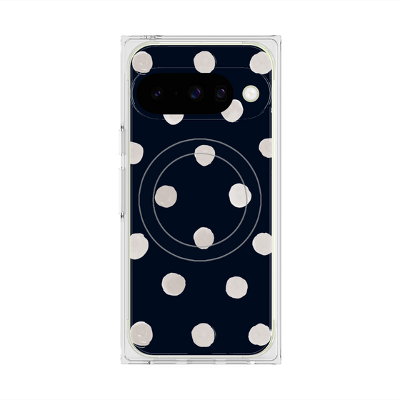 Premium Square Case with Pixelsnap［ Watercolor Dots Retro Color - Navy ］