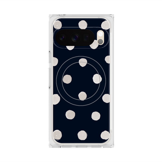 Premium Square Case with Pixelsnap［ Watercolor Dots Retro Color - Navy ］