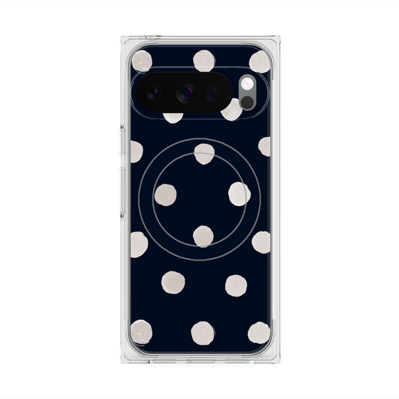 Premium Square Case with Pixelsnap［ Watercolor Dots Retro Color - Navy ］