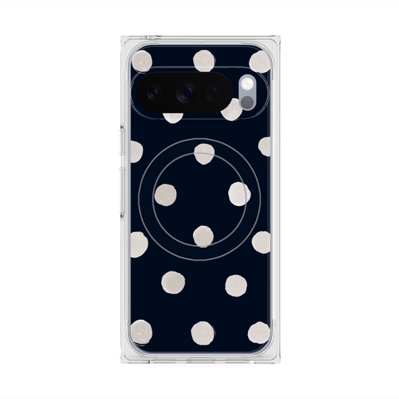 Premium Square Case with Pixelsnap［ Watercolor Dots Retro Color - Navy ］