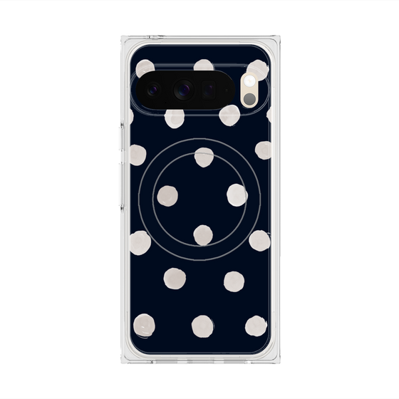 Premium Square Case with Pixelsnap［ Watercolor Dots Retro Color - Navy ］