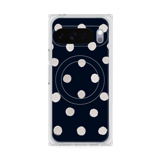 Premium Square Case with Pixelsnap［ Watercolor Dots Retro Color - Navy ］