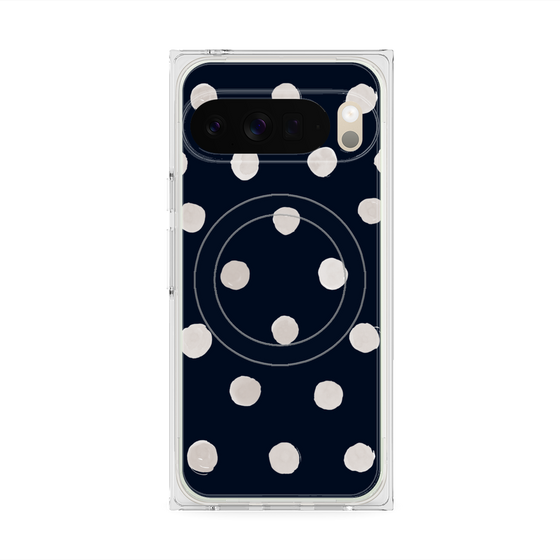 Premium Square Case with Pixelsnap［ Watercolor Dots Retro Color - Navy ］