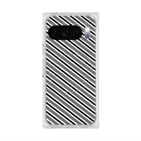 Premium Square Case with Pixelsnap［ Small Stripe - Gray × Black ］