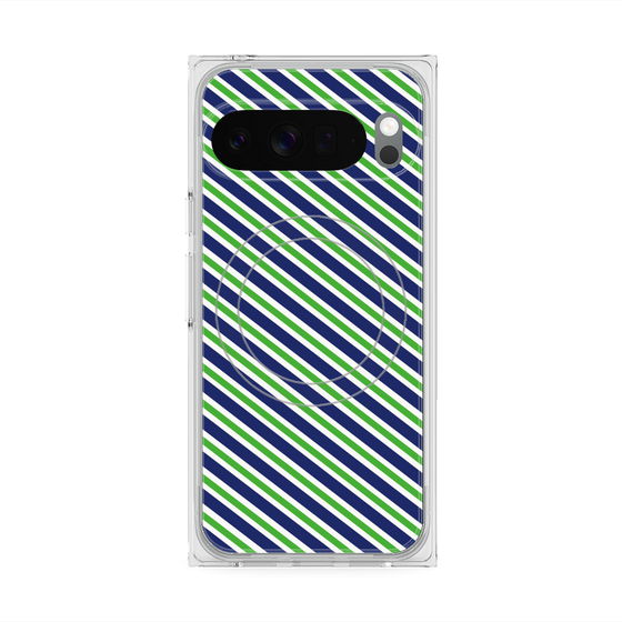 Premium Square Case with Pixelsnap［ Small Stripe - Navy × Green ］