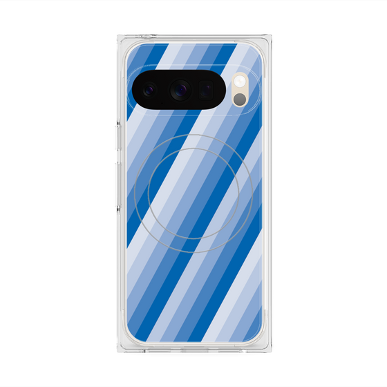 Premium Square Case with Pixelsnap［ Middle Stripe - Blue ］