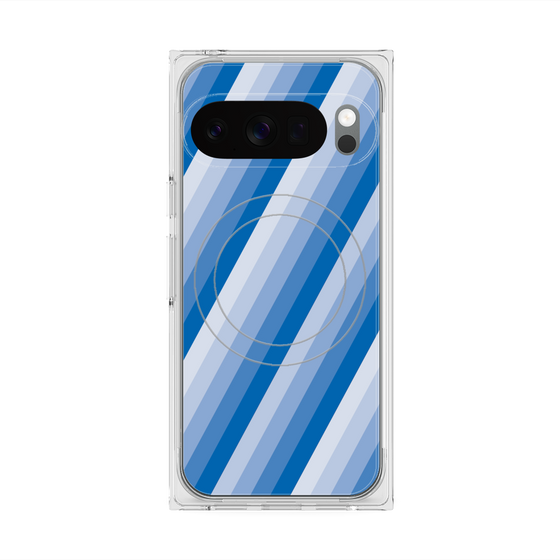 Premium Square Case with Pixelsnap［ Middle Stripe - Blue ］