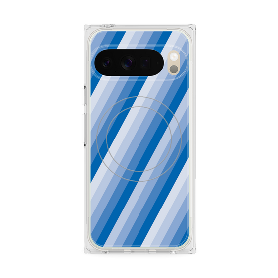 Premium Square Case with Pixelsnap［ Middle Stripe - Blue ］