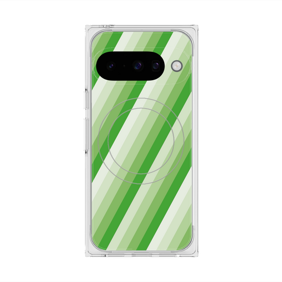 Premium Square Case with Pixelsnap［ Middle Stripe - Green ］