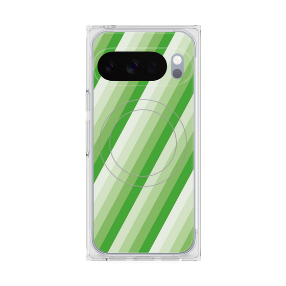 Premium Square Case with Pixelsnap［ Middle Stripe - Green ］