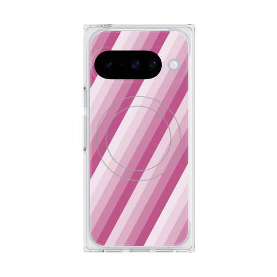 Premium Square Case with Pixelsnap［ Middle Stripe - Pink ］