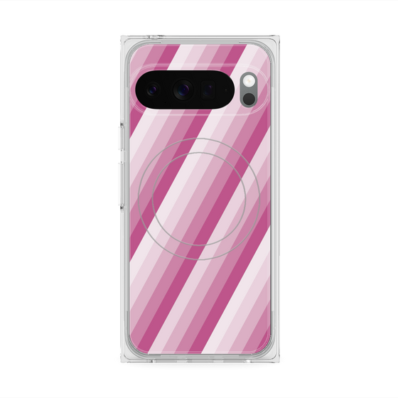 Premium Square Case with Pixelsnap［ Middle Stripe - Pink ］