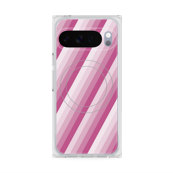 Premium Square Case with Pixelsnap［ Middle Stripe - Pink ］