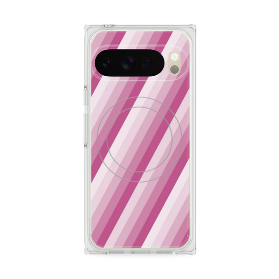 Premium Square Case with Pixelsnap［ Middle Stripe - Pink ］