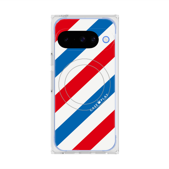 Premium Square Case with Pixelsnap［ Big Stripe - Red × Blue ］