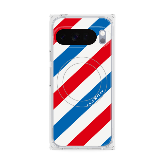 Premium Square Case with Pixelsnap［ Big Stripe - Red × Blue ］
