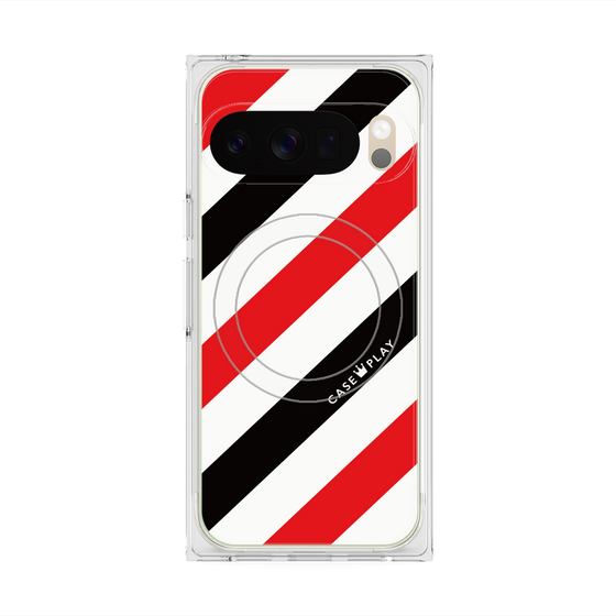 Premium Square Case with Pixelsnap［ Big Stripe - Red × Black ］